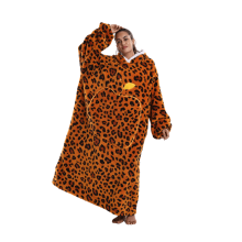 (4) Solid Color Autumn And Winter Lazy Blanket TV Blanket Cold-proof Hooded Home Clothes Long-sleeved Thickened Hooded Bathrobe Home C