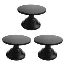 3X Metal Iron Cake Stand Round Pedestal Dessert Holder Cupcake Display Rack Tray for Birthday Wedding Party (Black)