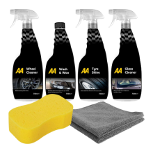 Car cleaning kit 4 x 750ml with large Jumbo sponge and 2 x microfibre cloths AA