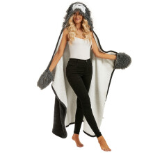 (4) Flannel Hooded Blanket With Sleeves, Sofa Wrap, Comfortable And Stylish, Multipurpose Blanket, Drop Shipping