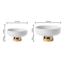 Ceramic Plate Tall Feet Fruit Plate Round Salad Bowl Dessert Cake Pan Snack Tray Decorative Plates (L)