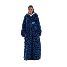 (5) Solid Color Autumn And Winter Lazy Blanket TV Blanket Cold-proof Hooded Home Clothes Long-sleeved Thickened Hooded Bathrobe Home C