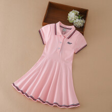 (Pink, 9T) Kids Girls Sport Dresses Cotton Turn-Down Collar Tennis Dress 2025 New Summer Short Sleeve Golf Dress for Children