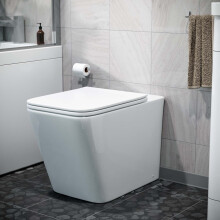 Elora WC Rimless Back To Wall Ceramic Modern Cube Toilet Pan & Soft Close Seat