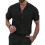 Mens Textured Short Sleeve Camp Collar Shirt Black S 1
