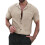Mens Textured Short Sleeve Camp Collar Shirt Khaki S 1