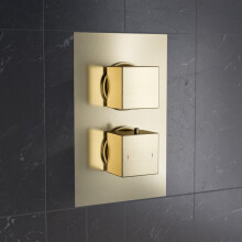 Nes Home Concealed Thermostatic Mixer Valve Brushed Brass - Double Outlet