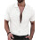 Heren Textured Korte Mouw Camp Collar Shirt Wit M 1