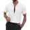 Heren Textured Korte Mouw Camp Collar Shirt Wit S 1