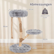 Ensemble « Desk Cat Comfort » (2 pièces) – Lit pour chat à pince pivotante et arbre à chat en bouleau à 3 plateformes