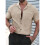 Mens Textured Short Sleeve Camp Collar Shirt Khaki S 2
