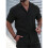 Mens Textured Short Sleeve Camp Collar Shirt Black S 4