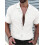 Heren Textured Korte Mouw Camp Collar Shirt Wit XL 3