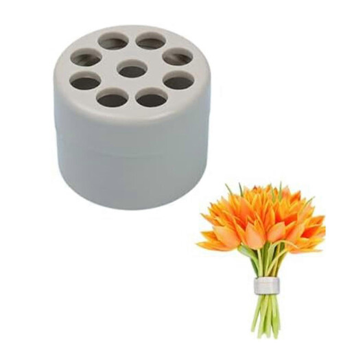 (grey, L) Ikebana Spiral Stem Holder Ring - Vase Flower Arranger Tool