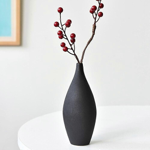 (A-Black) Scandinavian Rough Ceramic Small Vase - Minimalist Ornament 2