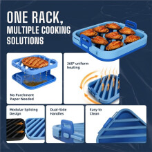 Multifunctionele Grillpan, Bakaccessoires voor in de Keuken, Heteluchtfriteuse met Olieregeling, Zwart Siliconen Barbecuerooster