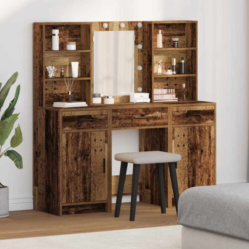 VidaXL vidaXL Dressing Table Set with Drawer 3 pcs Old Wood Engineered Wood