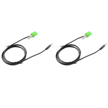 2X 6Pin Green Connector Stereo 3.5MM Jack Audio Aux-in MP3 Cable Wire for Jazz Fit 2002-2006