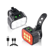 Ensemble d'éclairage rechargeable pour vélo, feux avant et arrière LED ultra-lumineux pour VTT, noir