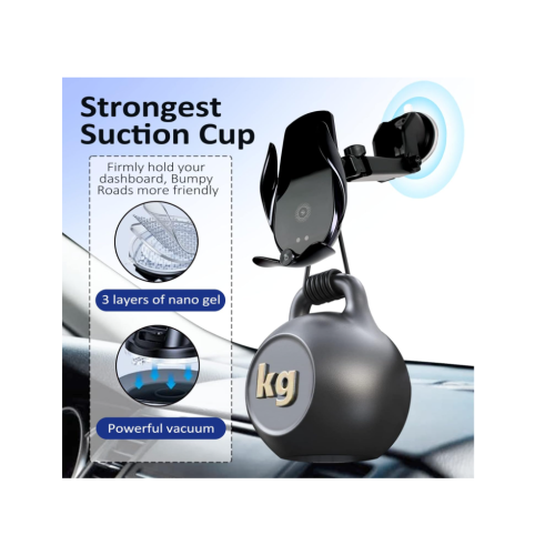 15W Wireless Car Charger with Auto-Clamp Mount, Secure Fast Charging for iPhone and Android, Black 2