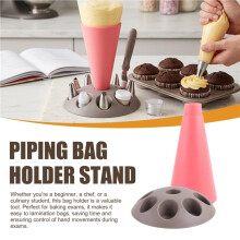 C-Piping Bag Stand, Piping Bag Holder with 8 Slots Nozzles, Plastic Pastry Bag Stand for Cake Decorating Kit