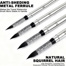 4pcs Synthetic Squirrel Hair Watercolor Travel Brushes for Art Painting Acrylic Painting