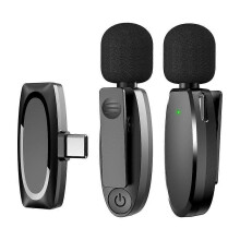 AP004 2Pcs Wireless Lavalier Microphone with Type-C Receiver Clip-on Mic for Phone Live Streaming Recording