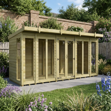 16 x 4 Pent Summer House Tanalised (Full Height Window) Fast & Free 2-5 Nationwide Delivery