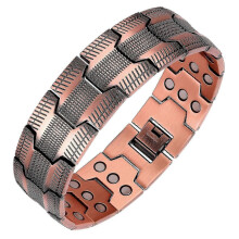 Bracelet en cuivre pour homme, 3 fois plus résistant, en cuivre pur à 99,99 %, avec aimants, longueur ajustable grâce à l'outil de mesu