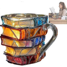 Nouvelle tasse à café en forme de livres peints en 3D - Cadeau unique pour les amoureux des livres et les lecteurs.
