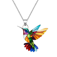 Ensemble de boucles d'oreilles et collier pendentif colibri, bijoux élégants en acrylique pour femmes