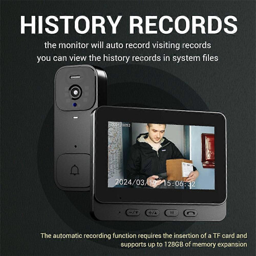 X7 Smart Video Doorbell Camera Wireless Intercom HD Monitor with Display Screen Home Security System 2