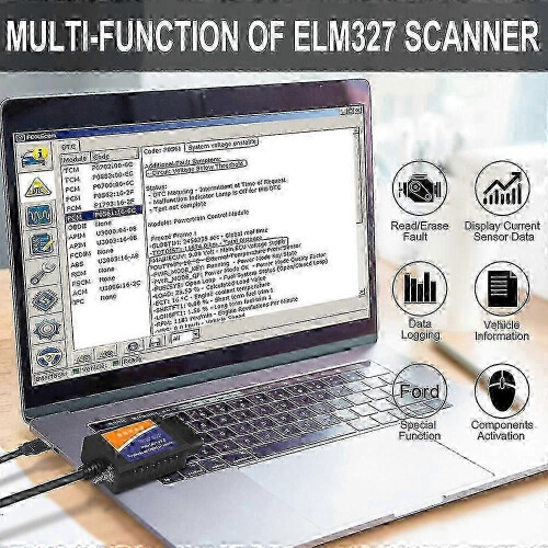Scanóir Cód OBD Modhnaithe USB Ford Forscan Elm327 V1.5 Nua Hs Ms-can Elmconfig 2