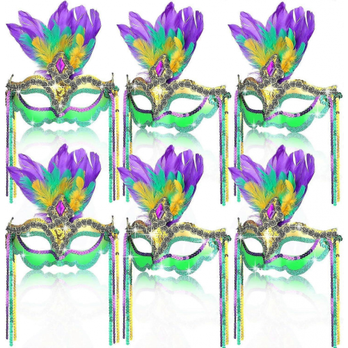 Masque de carnaval Mardi Gras 2026, modèle 6 pièces, dernier modèle.