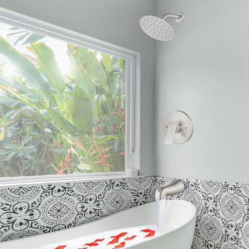 Ensemble de garniture de robinet de douche rond, modèle 2026, avec bec de baignoire à commande par traction. 2