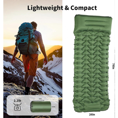 2026 Latest Model Camping Sleeping Pad,Self Inflating Sleeping Pad with Pillow 2