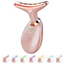 Masajeador facial y de cuello con luz - Masajeador facial portátil de 7 colores para el cuidado de la piel,