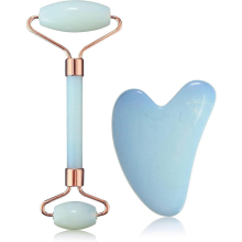 Juego de rodillo de jade y herramienta facial Gua Sha, rodillo facial para arrugas y lifting,