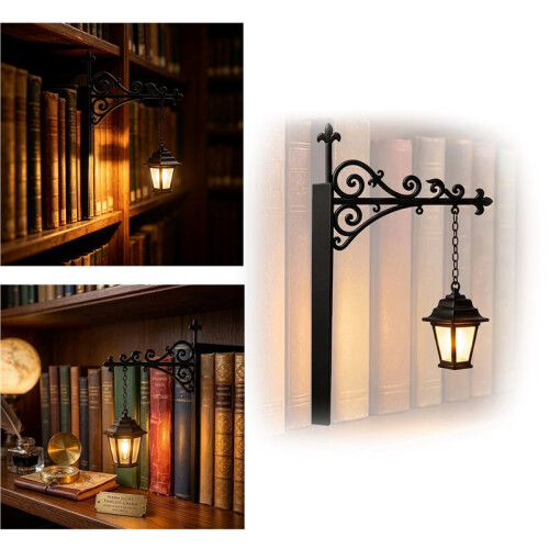 Vintage Library Lantern Bookshelf Light,  Hanging Lamp Warm LED Decor 1