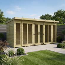 16 x 6 Pent Summer House Tanalised (Full Height Window) Fast & Free 2-5 Nationwide Delivery
