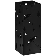 Steel Umbrella Stand with 4 Hooks and Drip Tray Black