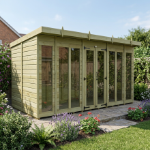 16 x 7 Pent Summer House Tanalised (Full Height Window) Fast & Free 2-5 Nationwide Delivery