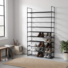 Schuhregal, schlankes Metall, werkzeuglose Schnappmontage