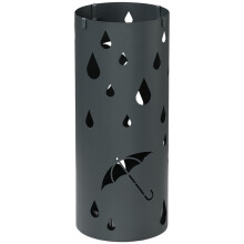 Steel Column Umbrella Stand with Removable Drip Tray Grey