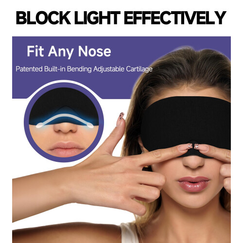 Mavogel Cotton Sleep Eye Mask - Updated Design Light Blocking with Adjustable Nose Bridge, Soft and 2