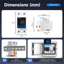GEYA Einstellbares über- & Unterspannungsschutzgerät Digitalanzeige Spannungsstromschutz 220V Hutschiene (GPS6-VAK, 63A)