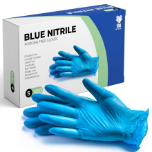 The Real Touch Blue Nitrile Disposable Gloves, Powder-Free, Latex-Free, Ideal for Medical, Food Han