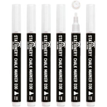 STATIONERY ISLAND White Chalk Pens, 6 Pack Chalk Markers for blackboard, Erasable Liquid Chalk Pens