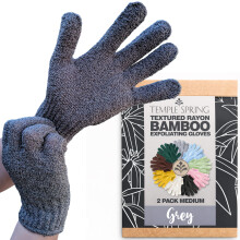 Temple Spring Exfoliating Glove, Carbonized Rayon Bamboo Body Scrubber, Loofah Exfoliating Mitt, Sh