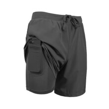 Heren Zwembroek met Compressievoering, Stretch Zwemshort met Zakken Donkergrijs XXL